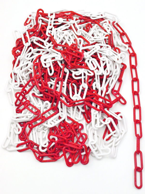 Absperrkette 25 M Meter Schwarz Rot-Weiß 6mm Warnkette Kunststoff Plastikkette 