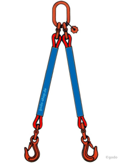 2-Strang Rundschlingengehänge EN1492-2, Farbcode rot, Aufhängering und Ösenlasthaken. Tragkraft 7500 kg
