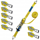 Set=10 Stück Langhebel-Zurrgurt 2-teilig 50mm gelb...