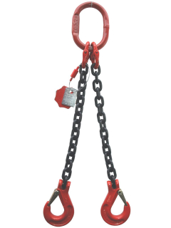 Anschlagkette 8mm 2-Strang GK8 schwarz TK:2,8t Gabelkopfhaken L:1,5m